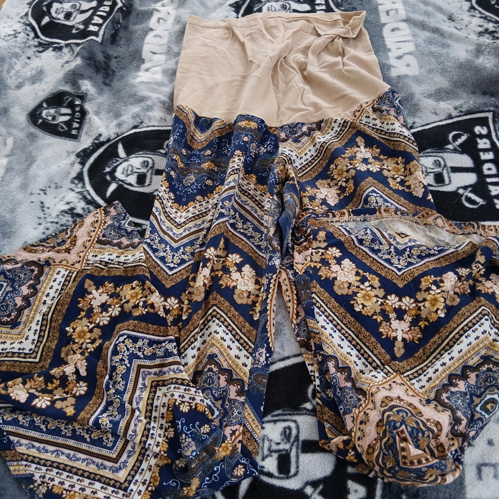 Rags and Couture Floral Navy and Tan Leggings